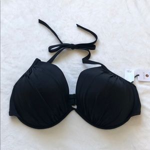 NWT 38DD Black Wire Cup String Bikini Top